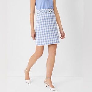 Ann Taylor Gingham Belted Pencil Skirt